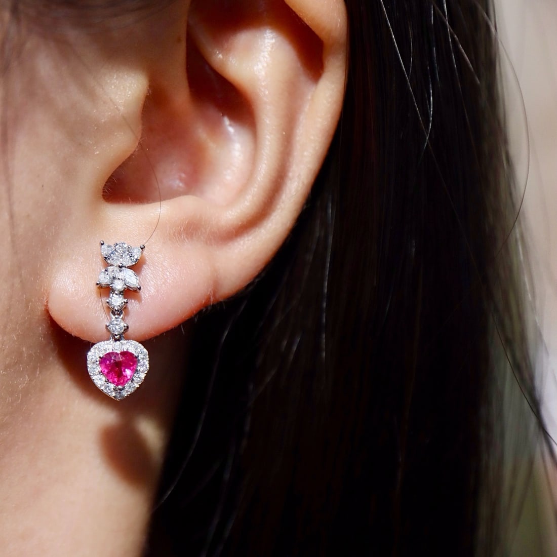 14k Gold 1.36 Ctw Natural Ruby & Diamond Earrings - 4
