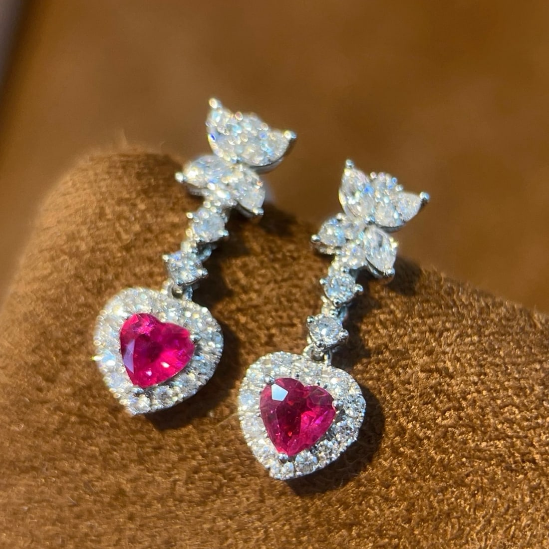 14k Gold 1.36 Ctw Natural Ruby & Diamond Earrings - 6