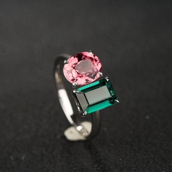 14k Gold 3.22 Ct Natural Tourmaline & Toi Et Moi Ring: Ref:231186021 // gold content:14k gold // ring size:7. 25us // // main gemstone:tourmaline // shape:multiple // carat weight:3. 22ct // color:color // treatment:natural // Condition: New Low