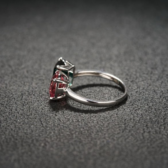 14k Gold 3.22 Ct Natural Tourmaline & Toi Et Moi Ring - 6