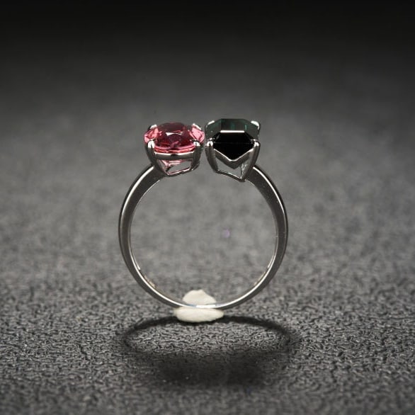 14k Gold 3.22 Ct Natural Tourmaline & Toi Et Moi Ring - 8