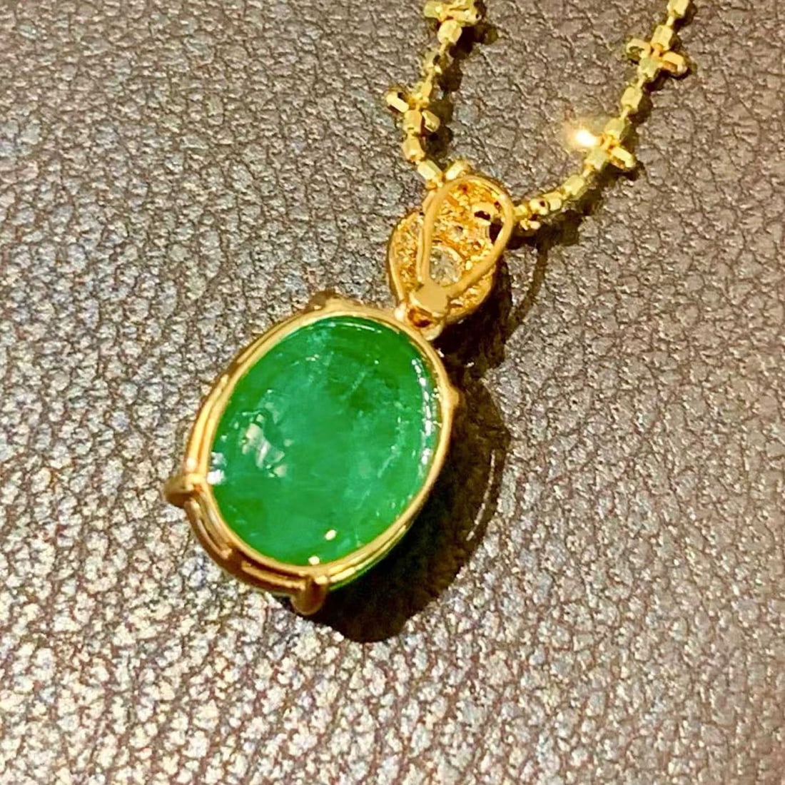 14k Gold 3.02 Ct Natural Emerald & Diamond Pendant( Without Chain ) - 5