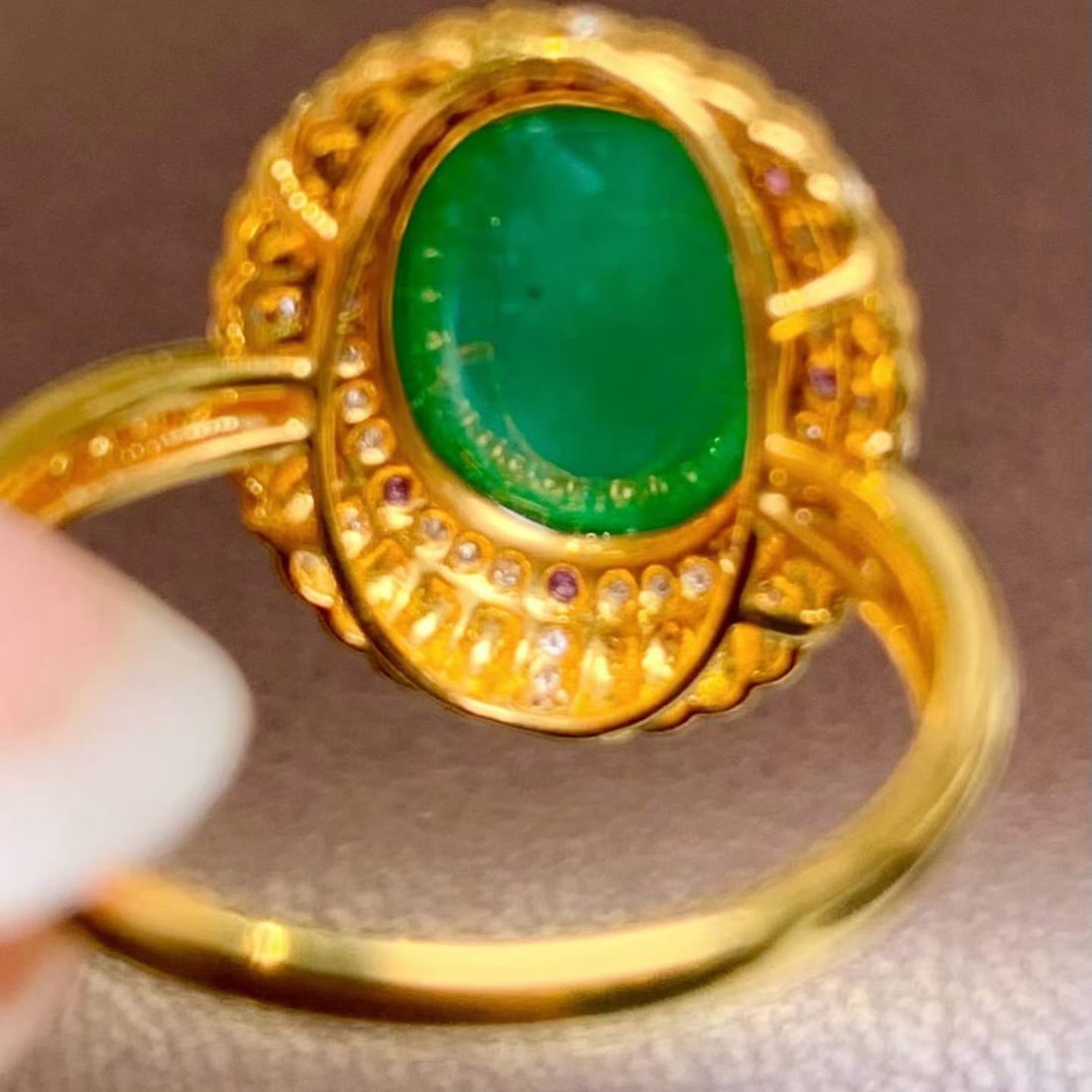 14k Gold 3.5 Ct Natural Emerald & Diamond Ring - 5