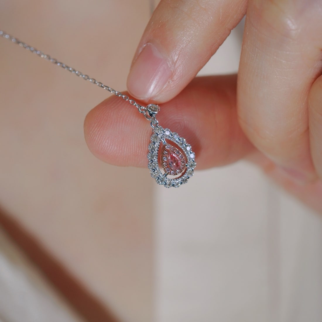14k Gold 0.35 Ctw Natural Pink Diamond & Diamond Necklace - 2