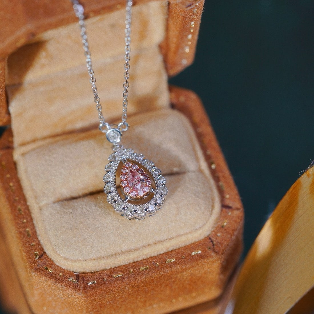 14k Gold 0.35 Ctw Natural Pink Diamond & Diamond Necklace - 6