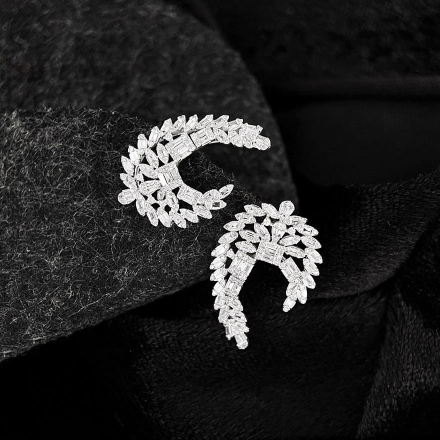 14k Gold 0.9 Ct Natural H Diamond Earrings - 4