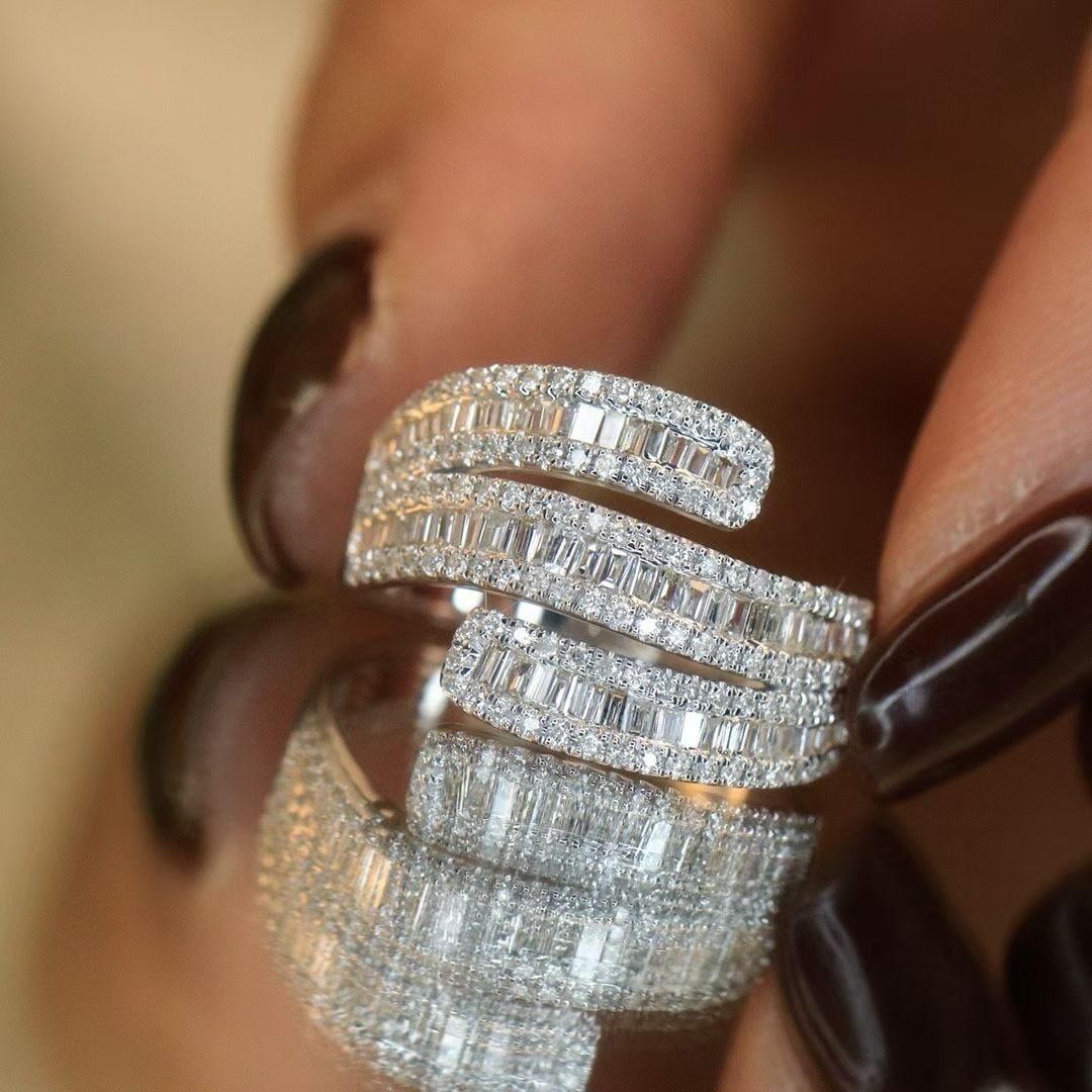 14k Gold 0.9 Ct Natural H Diamond Ring - 4
