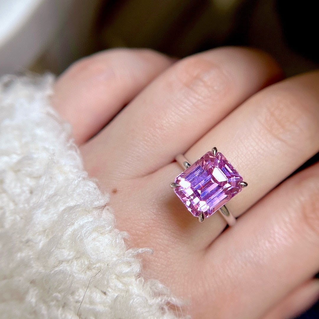 14k Gold 8.15 Ct Natural Kunzite Ring - 5
