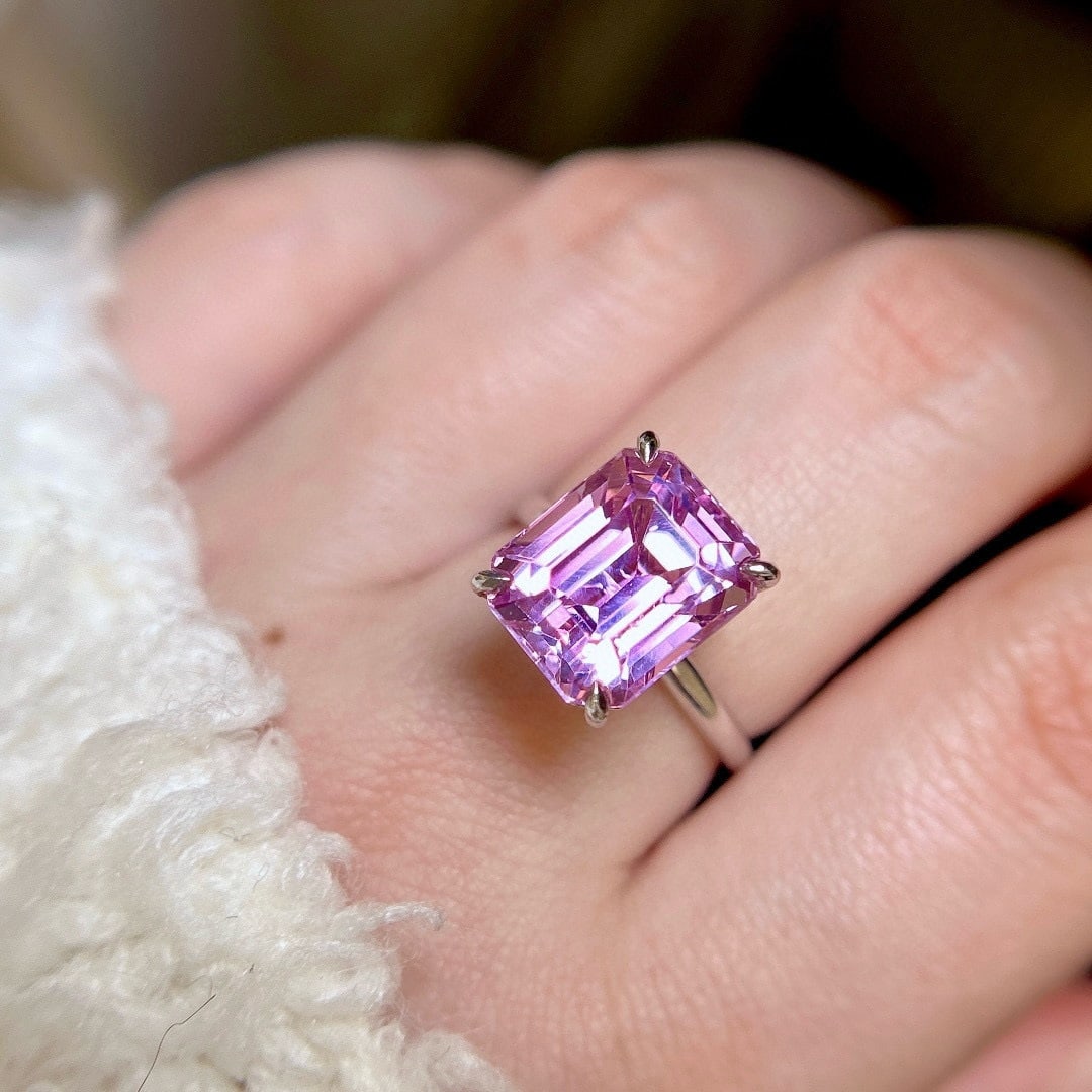14k Gold 8.15 Ct Natural Kunzite Ring - 6