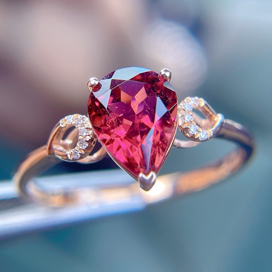14k Gold 1.6 Ct Natural Tourmaline & Diamond Ring - 5