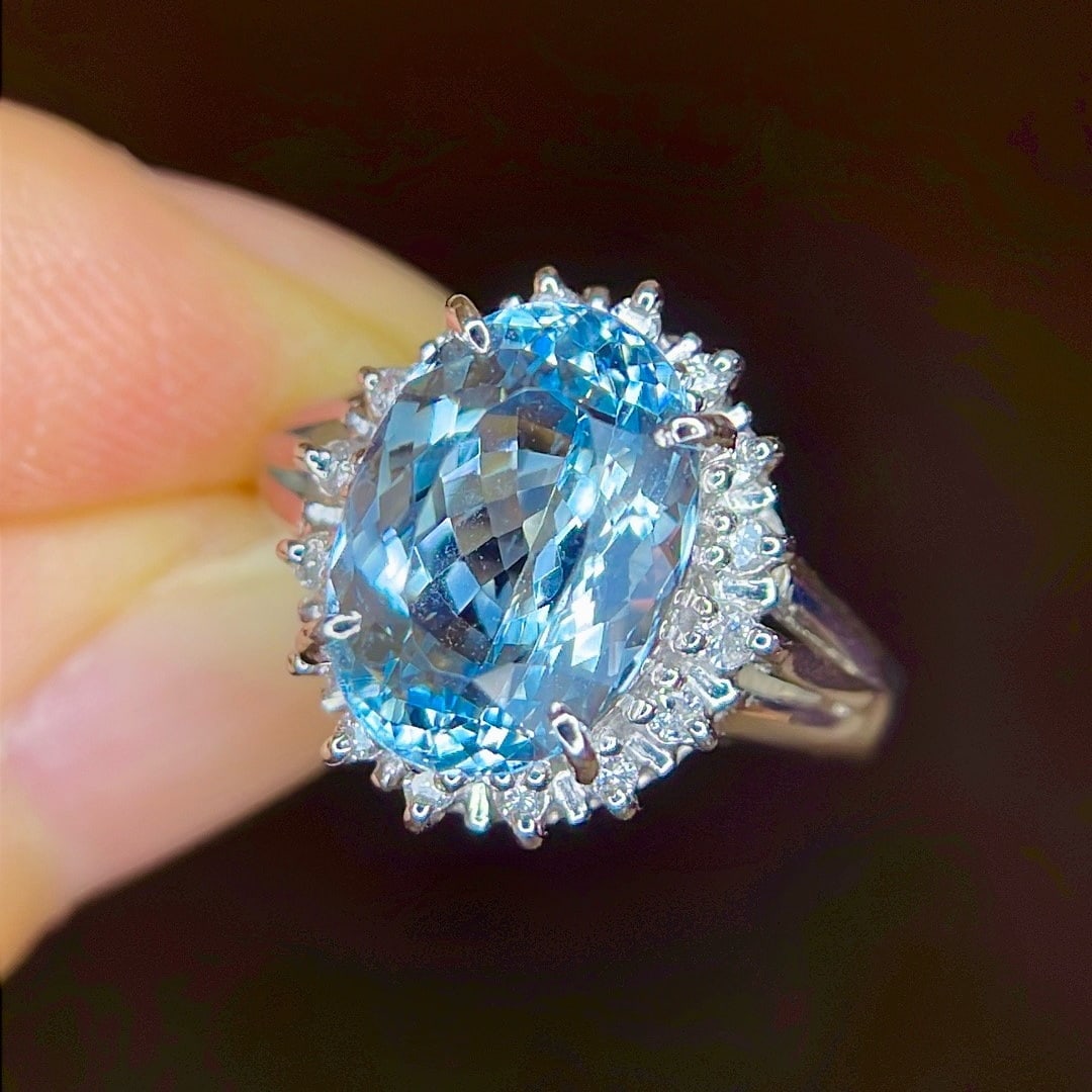14k Gold 3.45 Ctw Natural Aquamarine & Diamond Ring - 3