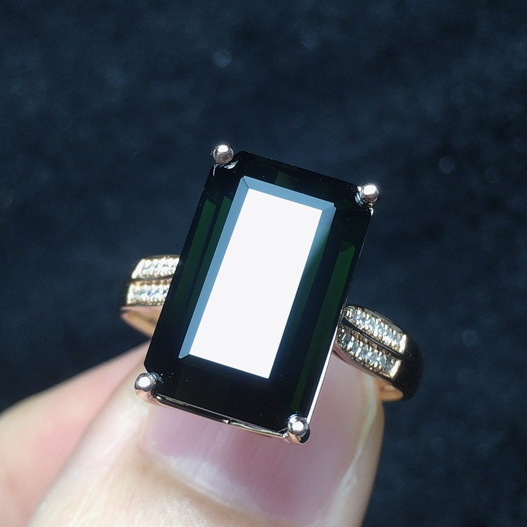 14k Gold 6.33 Ct Natural Tourmaline & Diamond Ring - 2