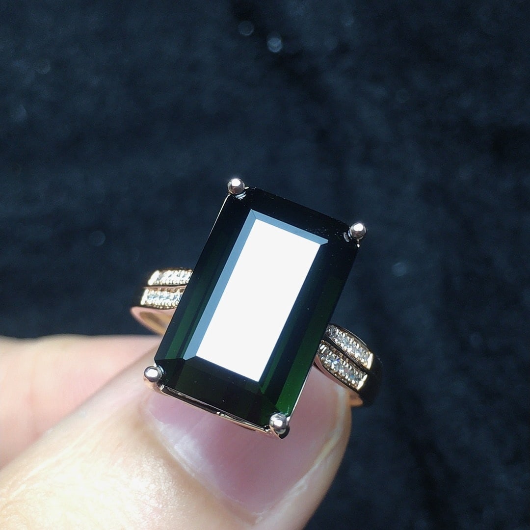 14k Gold 6.33 Ct Natural Tourmaline & Diamond Ring - 3