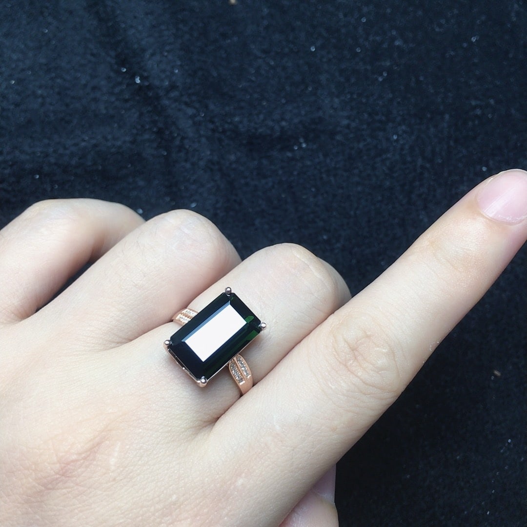 14k Gold 6.33 Ct Natural Tourmaline & Diamond Ring - 4
