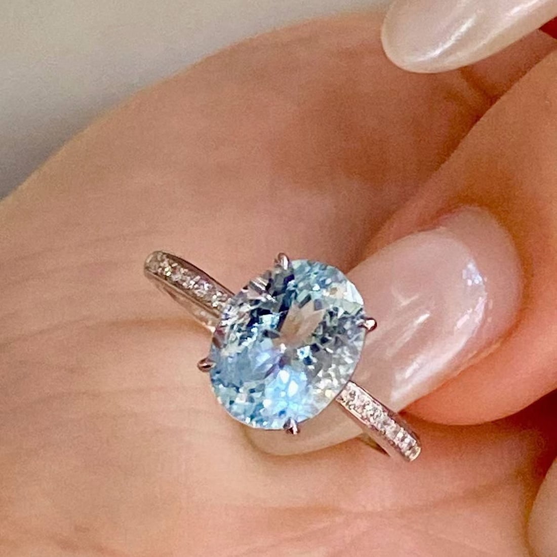 14k Gold 2.32 Ct Natural Aquamarine & Diamond Ring - 5