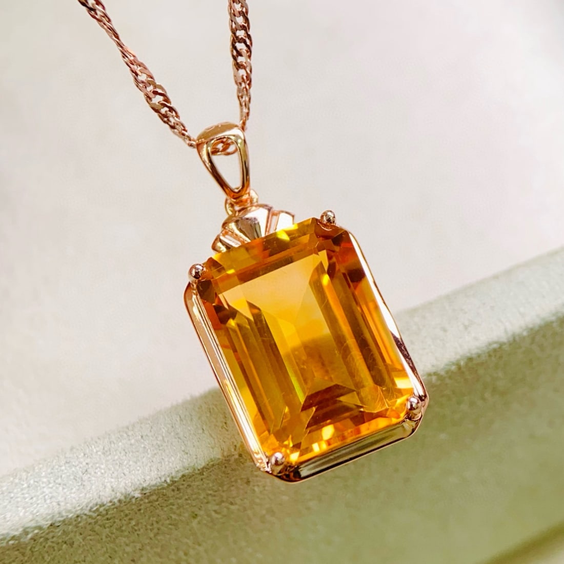 14k Gold 7.7 Ct Natural Citrine Pendant( Without Chain ): Ref:231186069 // gold content:14k gold // main gemstone:citrine // shape:octagonal // carat weight:7. 7ct // color:yellow // treatment:natural // Condition: New Low Estimate: 1700.00 High Estimate:
