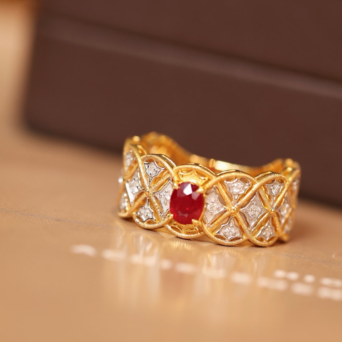 14k Gold 0.91 Ctw Natural Ruby & Diamond Ring - 7