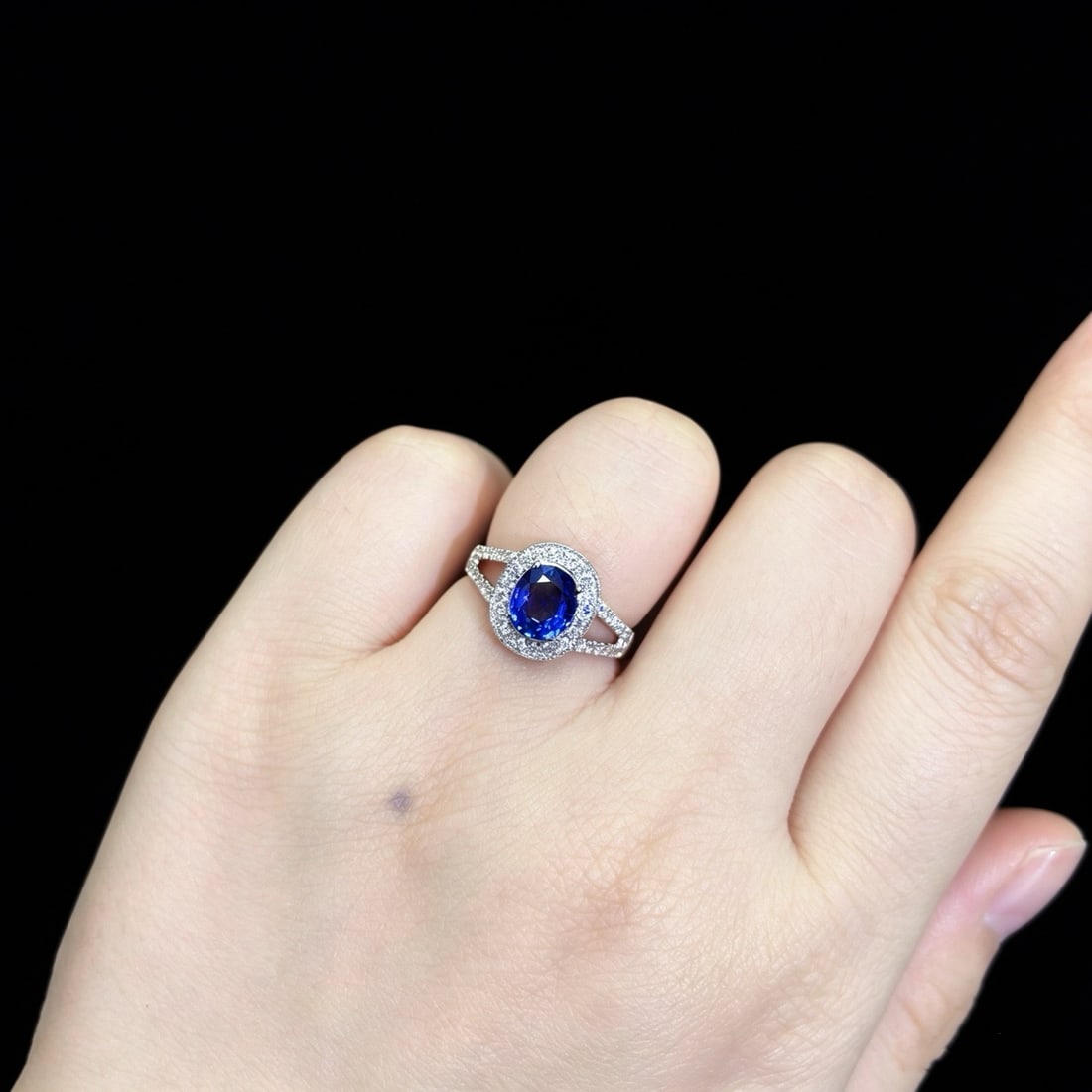 14k Gold 1.60 Ctw Natural Sapphire & Diamond Ring - 6