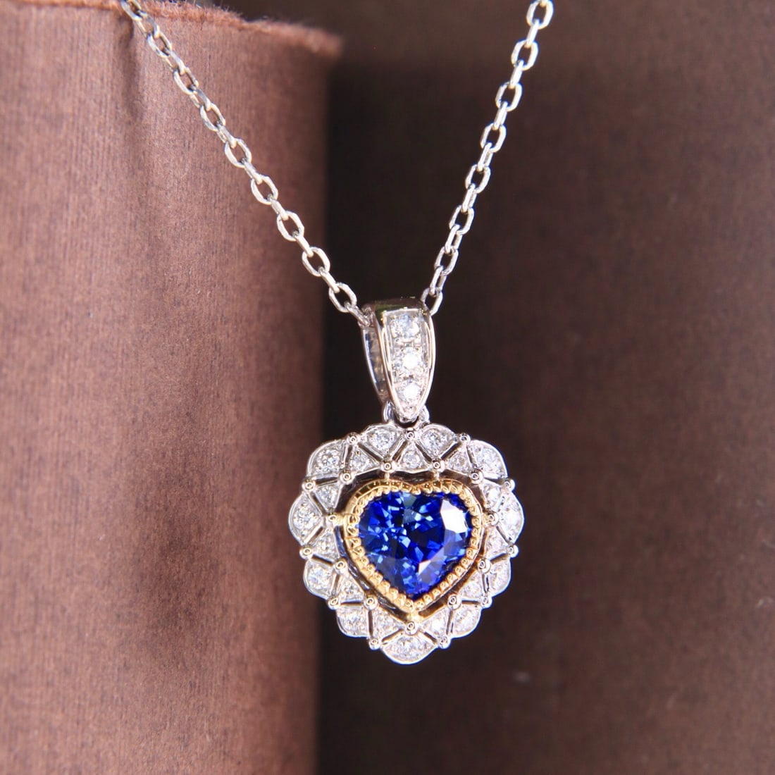 14k Gold 1.14 Ctw Natural Sapphire & Diamond Necklace - 7