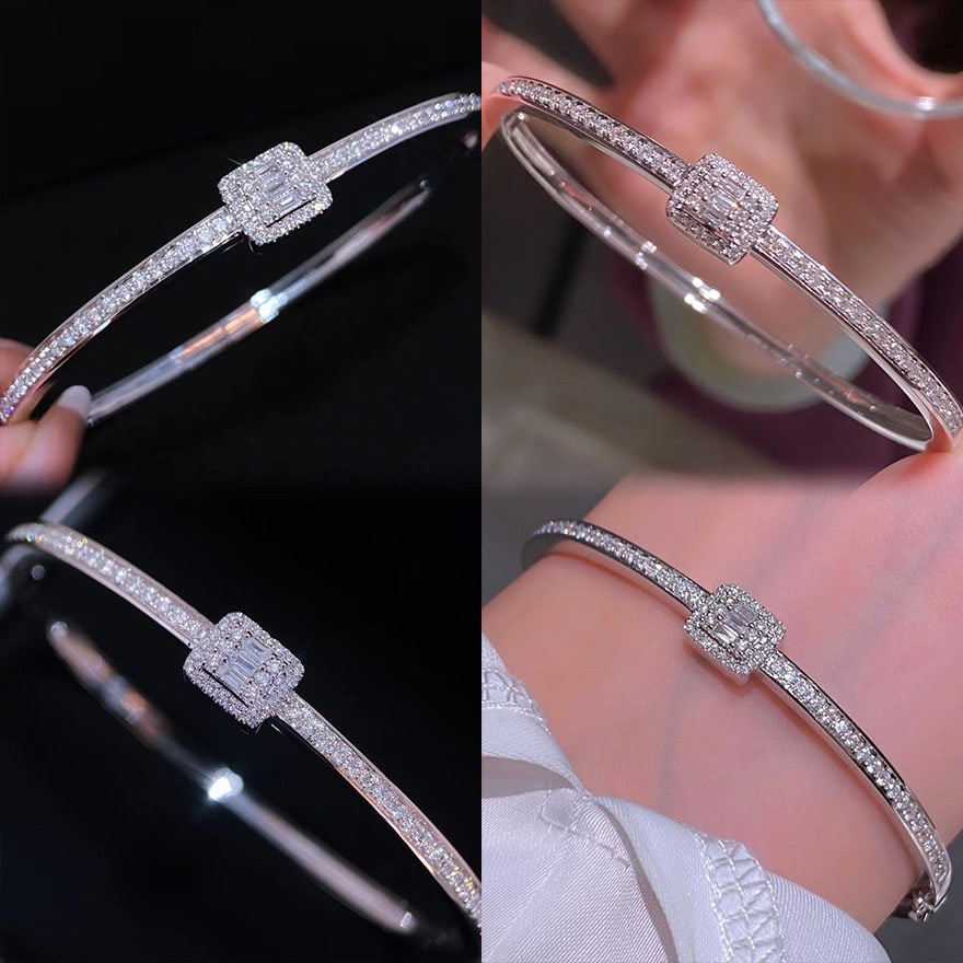 14k Gold 0.63 Ct Natural H Diamond Bangle - 5