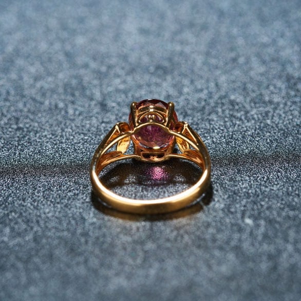 14k Gold 3.8 Ct Natural Tourmaline & Diamond Ring - 7