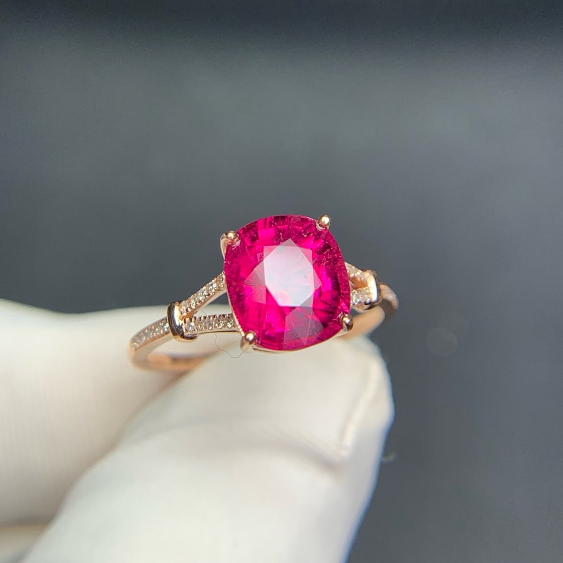 14k Gold 2.15 Ct Natural Tourmaline & Diamond Ring - 2