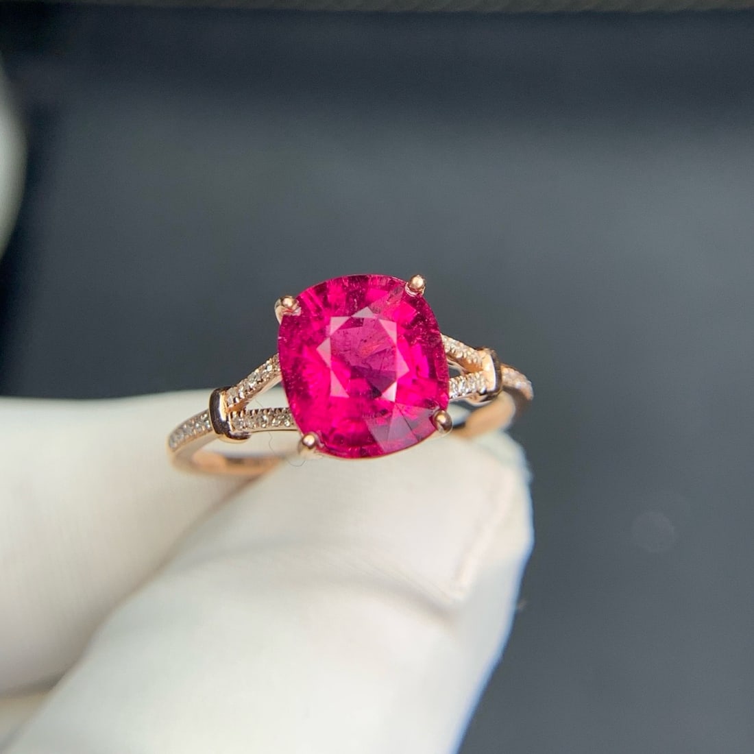 14k Gold 2.15 Ct Natural Tourmaline & Diamond Ring - 3