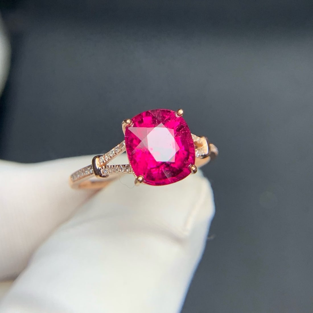 14k Gold 2.15 Ct Natural Tourmaline & Diamond Ring - 4