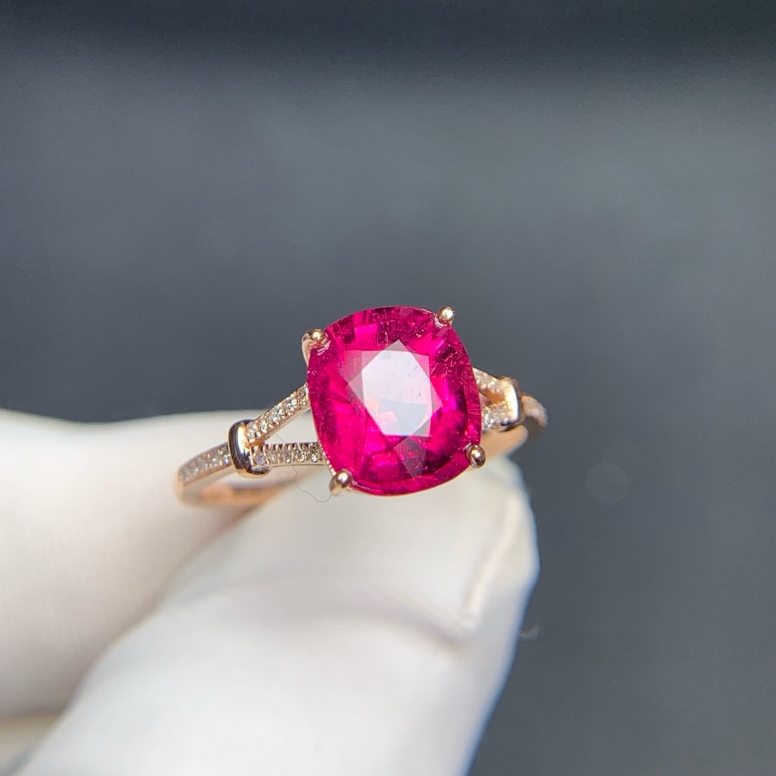 14k Gold 2.15 Ct Natural Tourmaline & Diamond Ring - 5