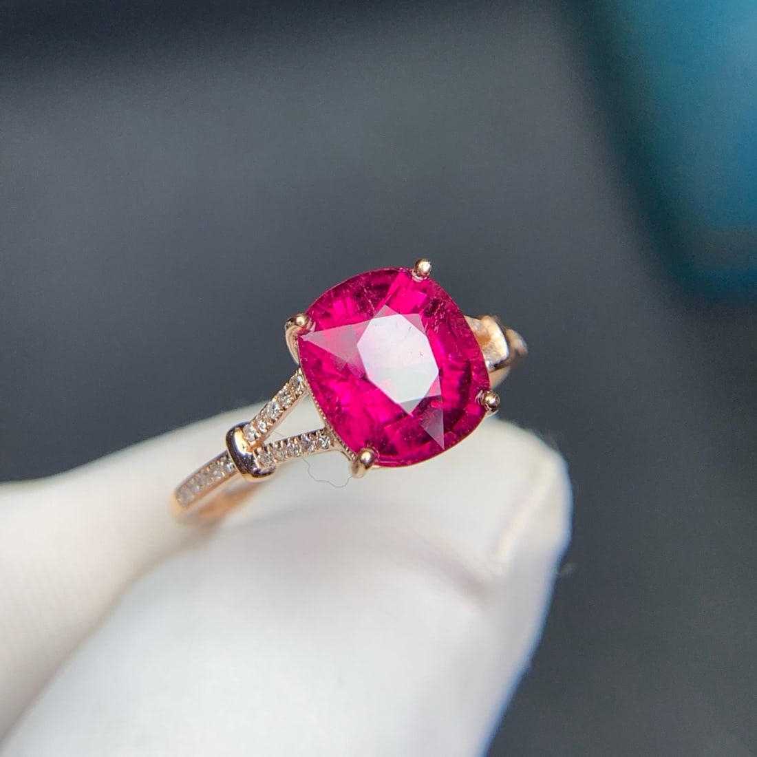 14k Gold 2.15 Ct Natural Tourmaline & Diamond Ring - 6