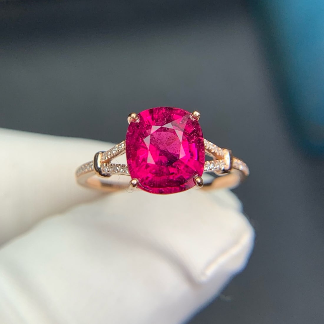 14k Gold 2.15 Ct Natural Tourmaline & Diamond Ring - 7