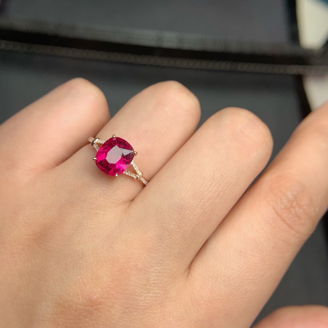 14k Gold 2.15 Ct Natural Tourmaline & Diamond Ring - 8