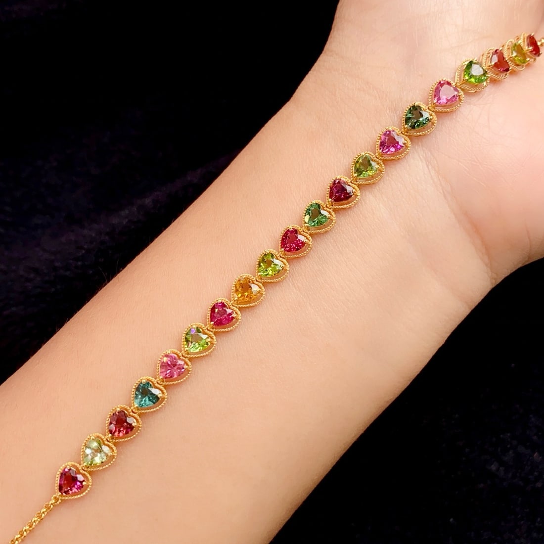 14k Gold 6.00 Ct Natural Tourmaline Bracelet - 3
