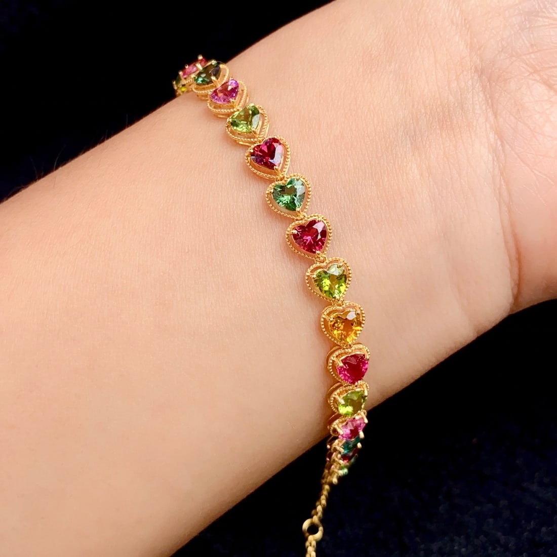 14k Gold 6.00 Ct Natural Tourmaline Bracelet - 5