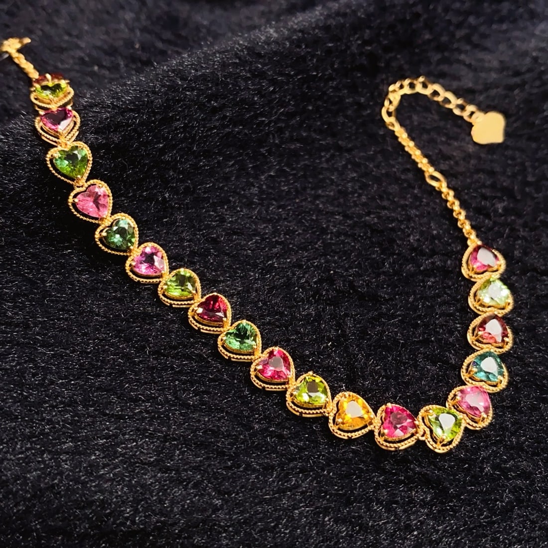 14k Gold 6.00 Ct Natural Tourmaline Bracelet - 6