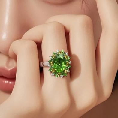 14k Gold 2.12 Ctw Natural Tsavorite & Diamond Ring - 3