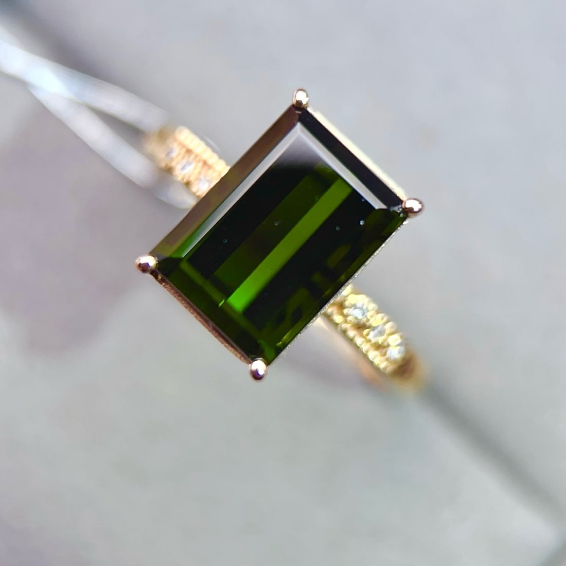 14k Gold 4.44 Ctw Natural Tourmaline & Diamond Ring - 3