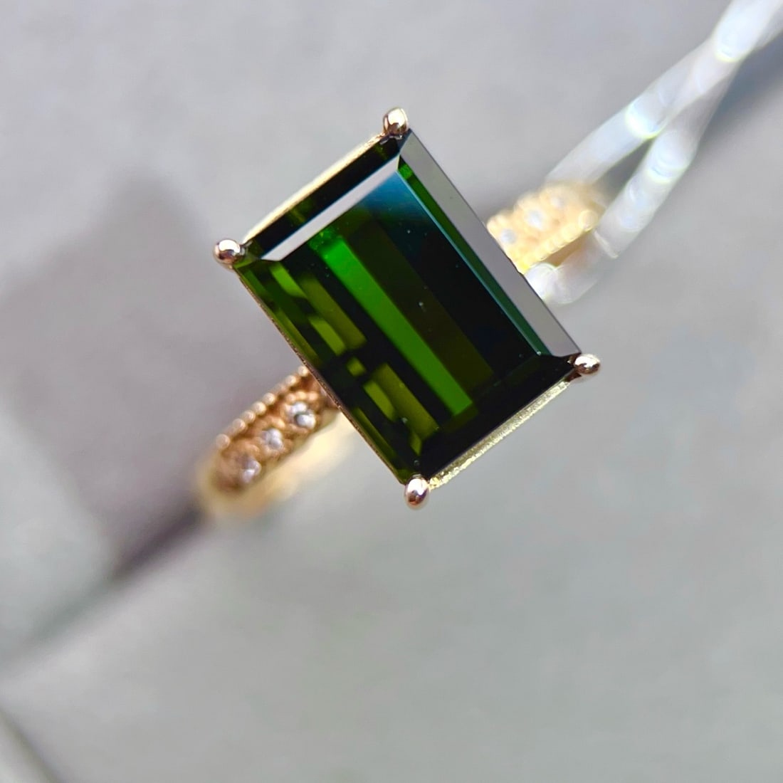 14k Gold 4.44 Ctw Natural Tourmaline & Diamond Ring - 5