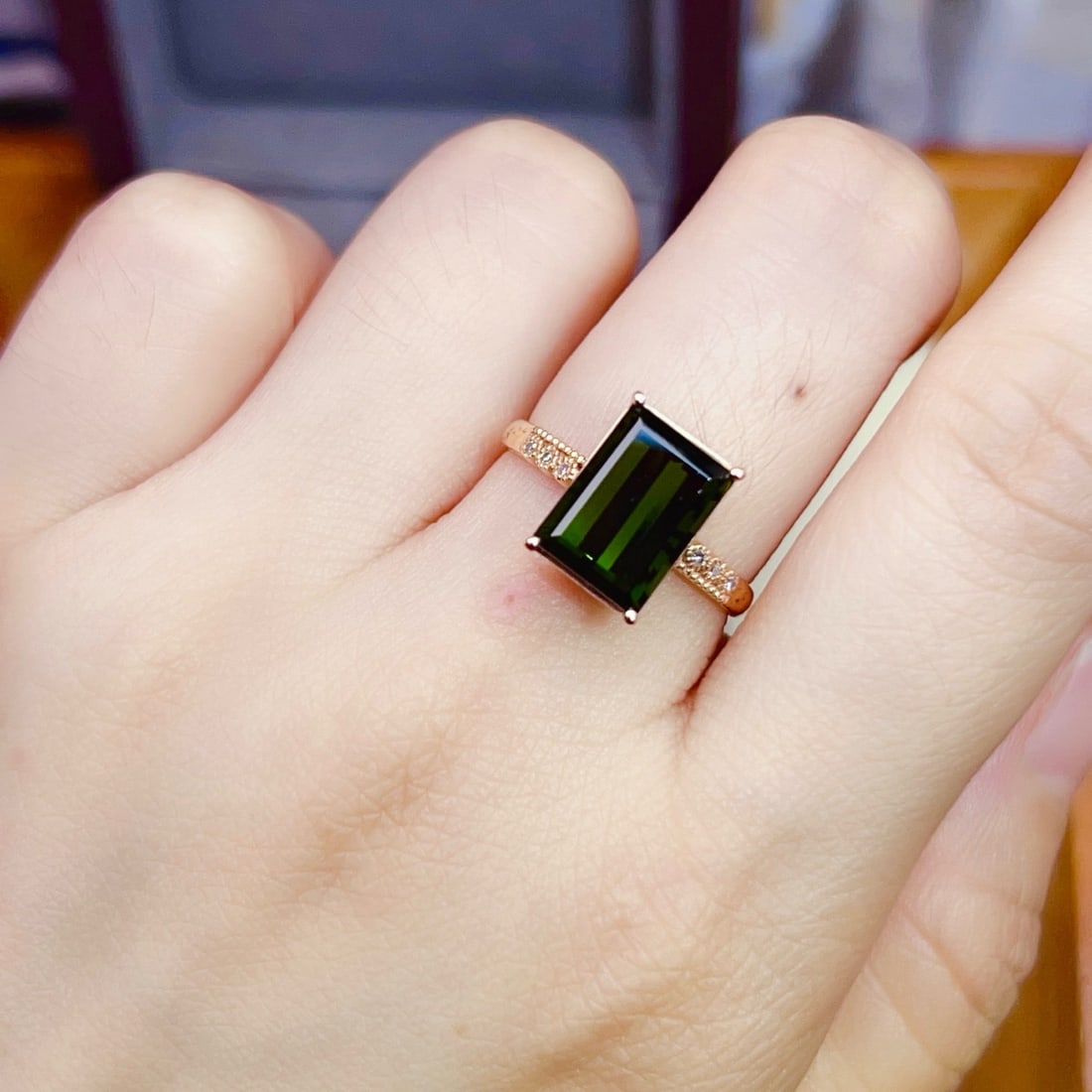 14k Gold 4.44 Ctw Natural Tourmaline & Diamond Ring - 6