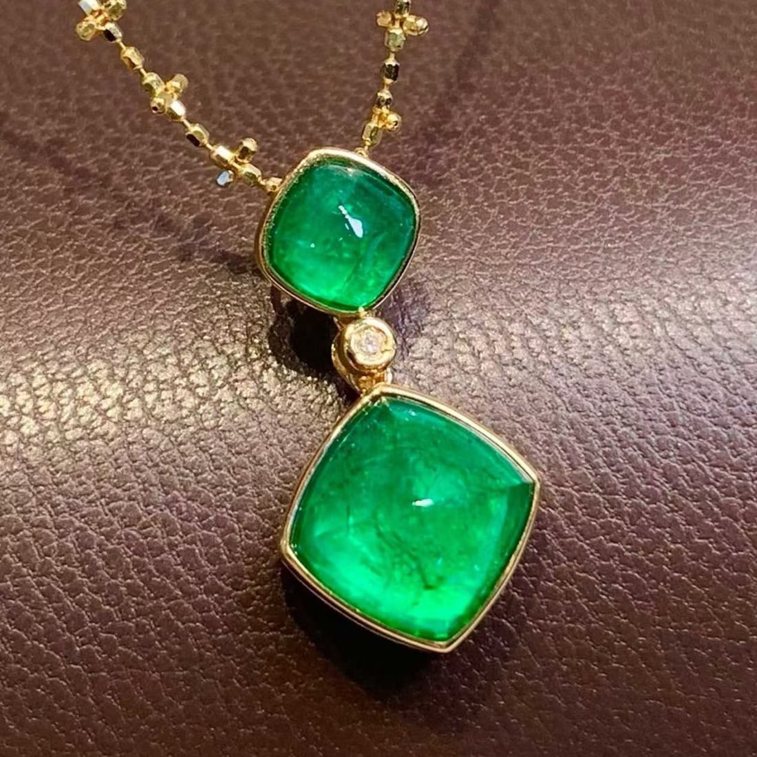 14k Gold 3.02 Ct Natural Emerald & Diamond Pendant( Without Chain ) - 4
