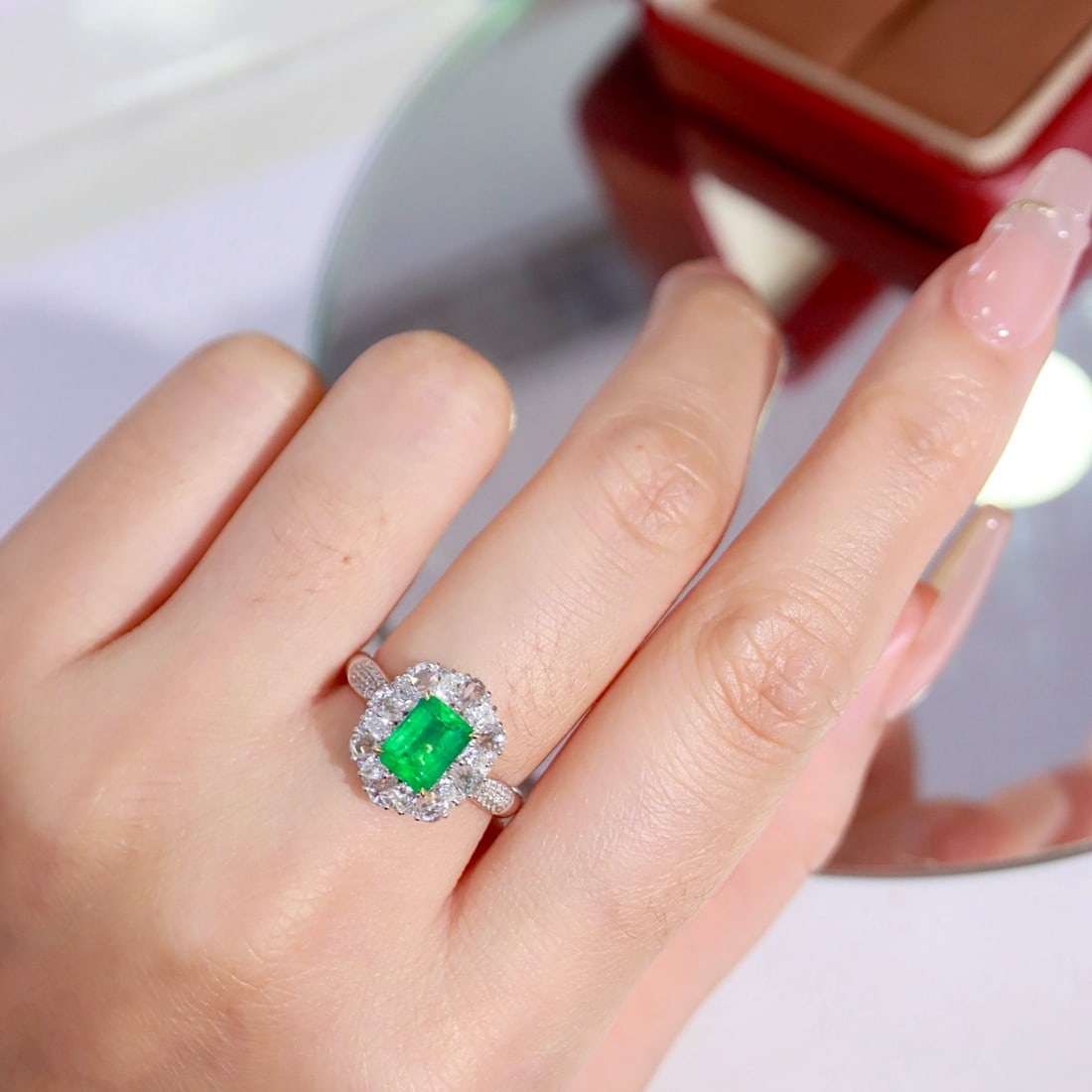 14k Gold 1.69 Ctw Natural Emerald & Diamond Ring - 2