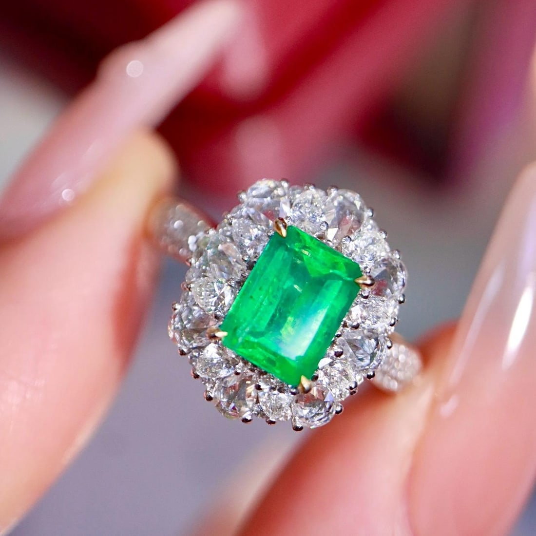 14k Gold 1.69 Ctw Natural Emerald & Diamond Ring - 3