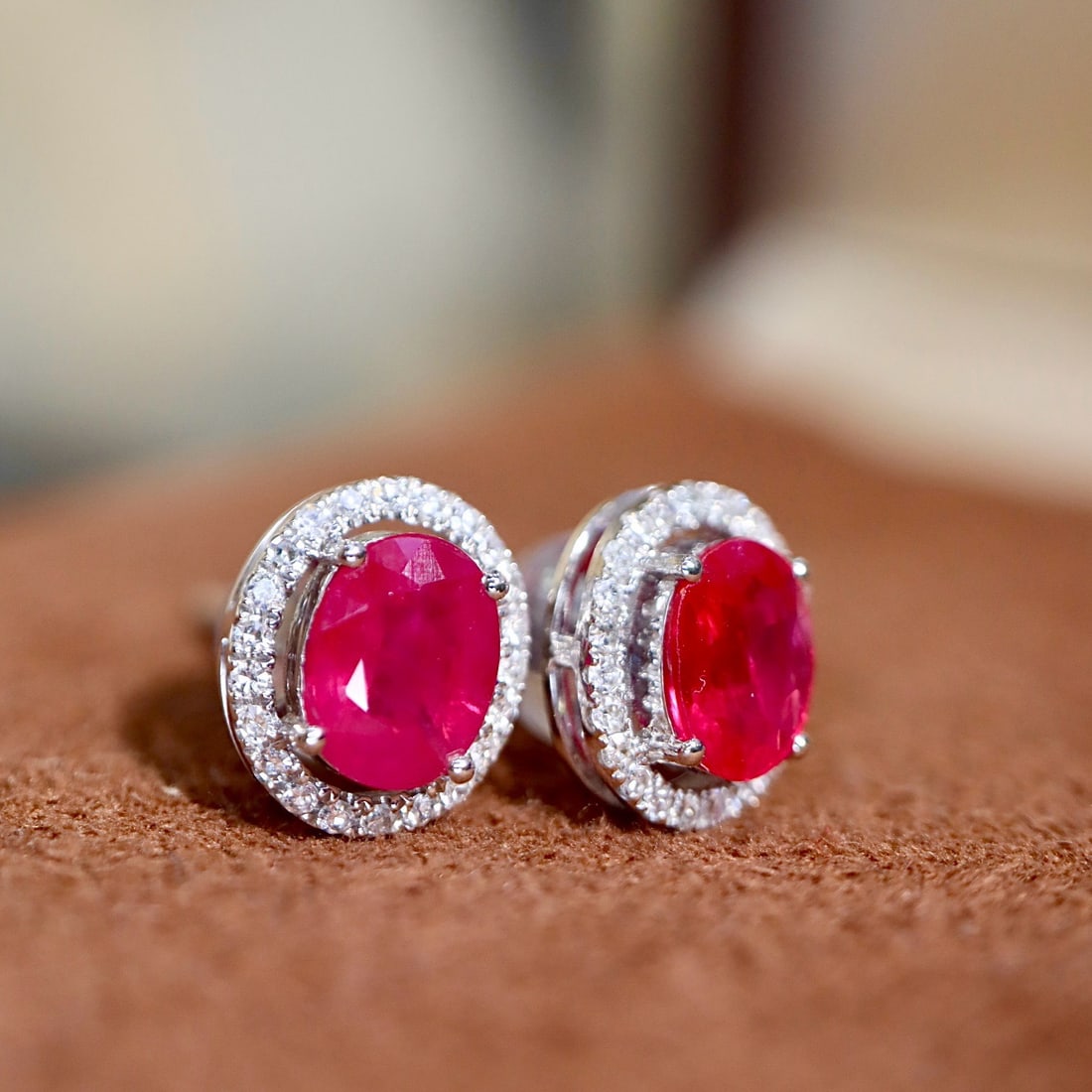 14k Gold 1.31 Ctw Natural Ruby & Diamond Earrings - 2