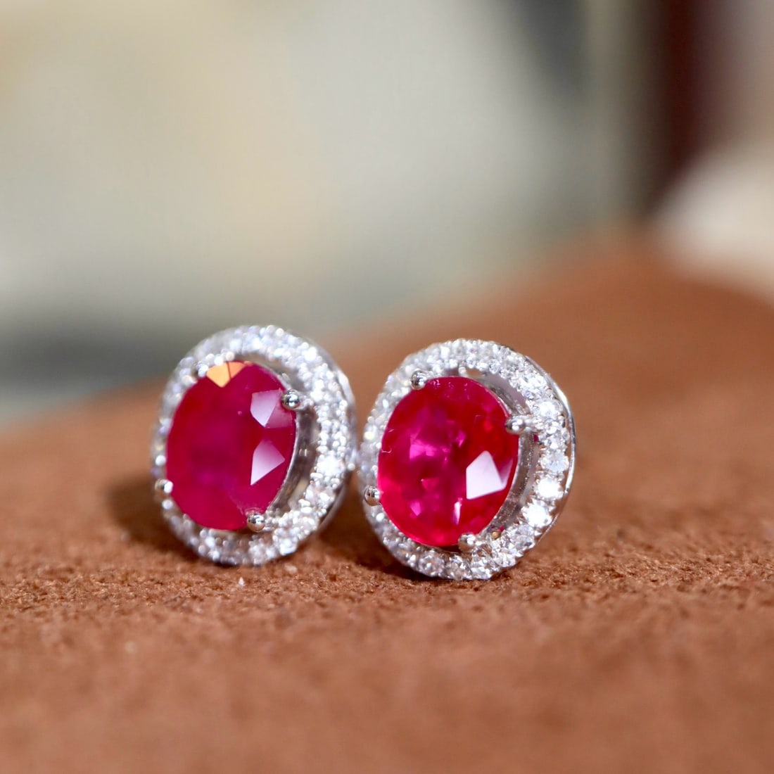 14k Gold 1.31 Ctw Natural Ruby & Diamond Earrings - 3