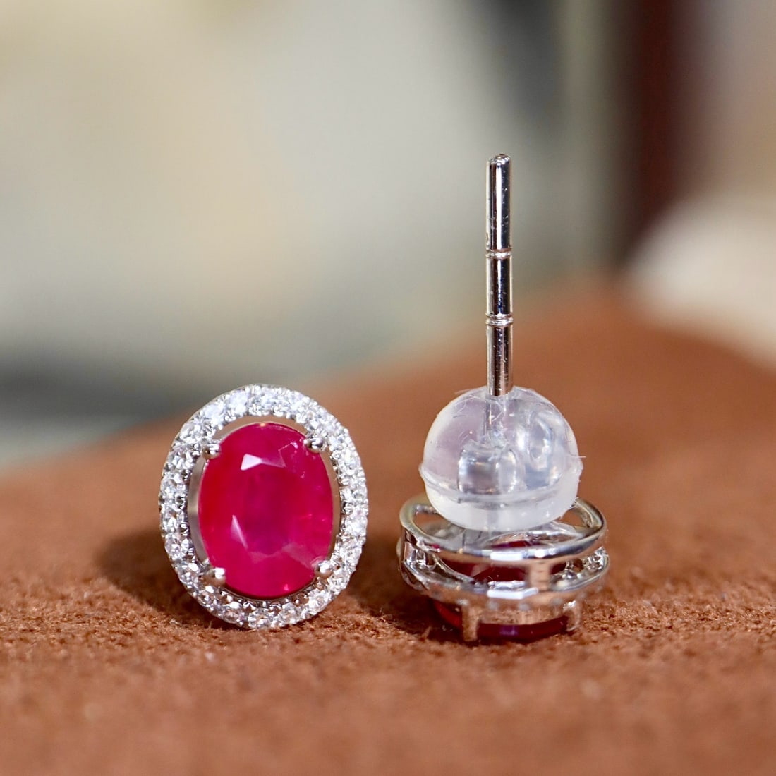 14k Gold 1.31 Ctw Natural Ruby & Diamond Earrings - 4