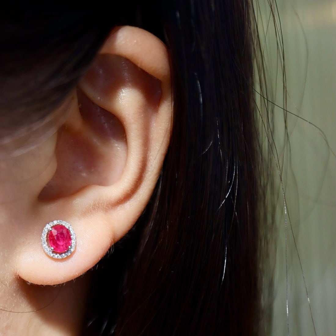 14k Gold 1.31 Ctw Natural Ruby & Diamond Earrings - 5