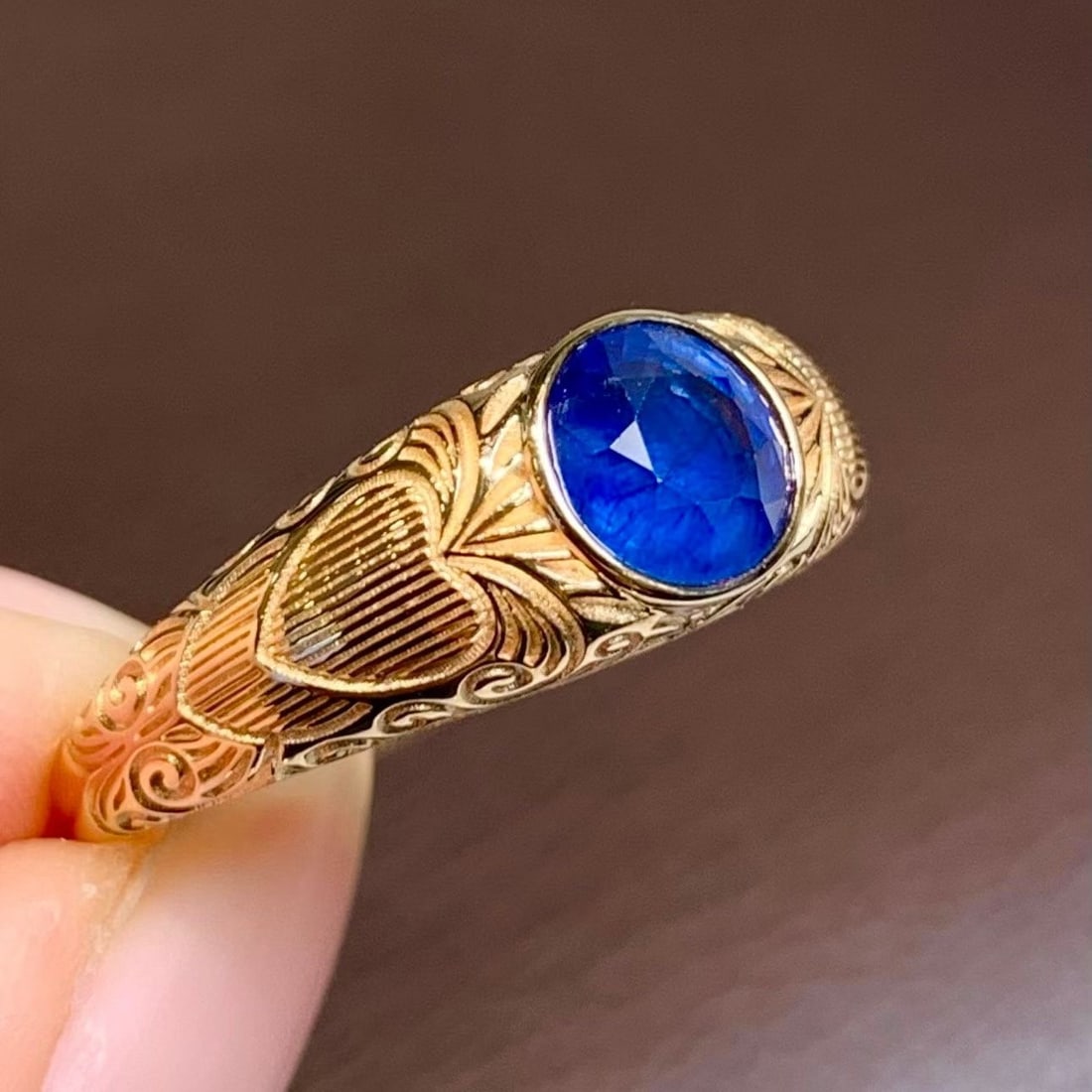 14k Gold 1.22 Ct Natural Sapphire Ring - 4