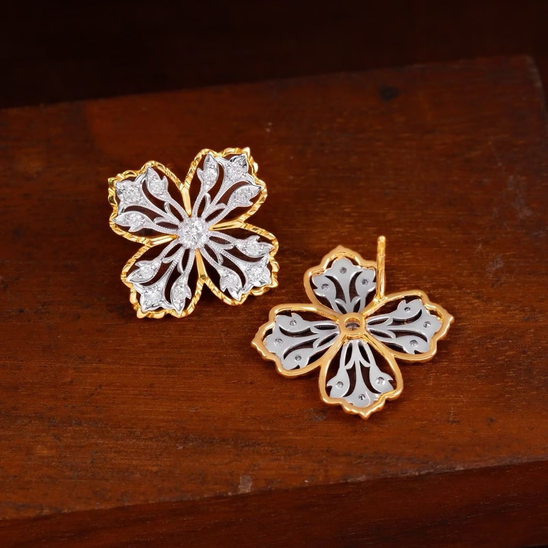 14k Gold 0.54 Ct Natural H Diamond Earrings - 4