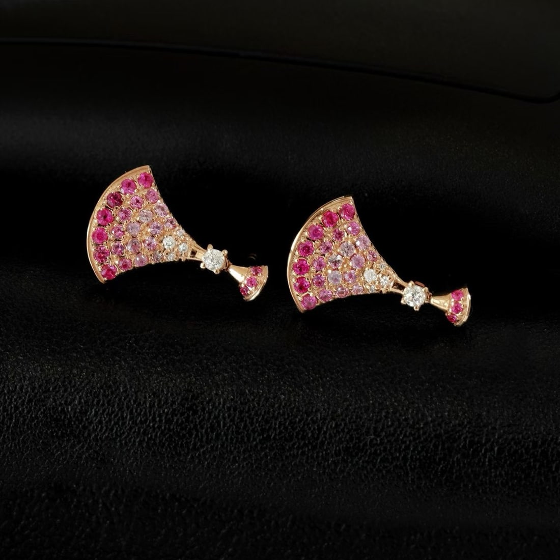 14k Gold 0.66 Ct Natural Sapphire & Diamond Earrings - 2