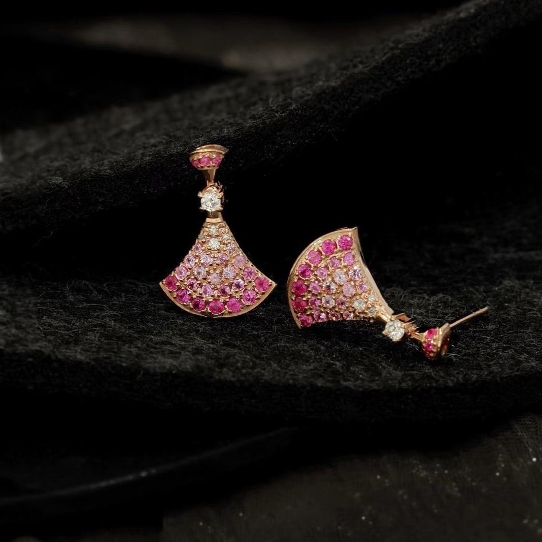 14k Gold 0.66 Ct Natural Sapphire & Diamond Earrings - 4